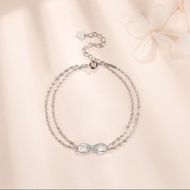 J.MUEN Infinity Bracelet Women's 925 Sterling Silver Bracelet with Celtic Symbol Women Jewellery Valentine's Day Mother's Day Birthday Wedding Anniversary, 17 + 4 cm, 2017, Cubic Zirconia