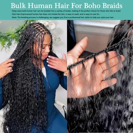 Human Braiding Hair for Boho Braids Boho Braids Human Hair Extensions 100g Wet And Wavy Curly Deep Wave Bulk Human Hair for Knotless Braids (BUG#, 16 Inch(50g/Bundle x2))