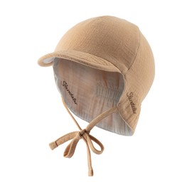 Sterntaler Peaked Cap Neck Reversible - Boys Reversible Hat with Small Neck Protection - UV Protection 50 Sun Hat for Tying - Baby and Children Headgear Made of Muslin (Organic), sand