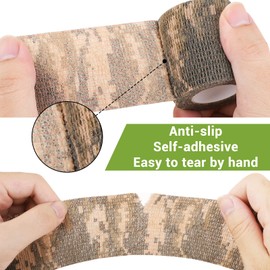 Treaful ACU Camo Wrap Tape, 6 Roll Elastic Bandage for Sport Camping, 2in x 15ft Fabric Breathable Strip for Sticks Ball Camera Flashlight Bicycle