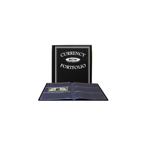 BCW - Currency Portfolio - (Dollar Bill Combo Storage Album) - Currency and Coin Collecting Supplies, Black, Pocket Size 3 7/8 x 8 1/4