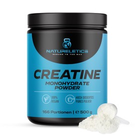 Natureletics 100% HIGHLY PURIFIED CREATINE PURE POWER MONOHYDRATE, 500G BIG PACK, NO ADDITIVES, VEGAN, 166 SERVINGS OF THE HIGHEST QUALITY CREATINE MONOHYDRATE POWDER!