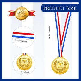 LipLopBest 36 Pcs Gold Award Medals Metal Winner Medals for Award Gold Prizes for Sports Events, Competitions, Party Favors