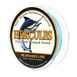 Hercules Super Cast 300M 328 Yards Braided Fishing Line 20 LB Test for Saltwater Freshwater PE Braid Fish Lines Superline 8 Strands - Multicolor, 20LB (9.1KG), 0.20MM