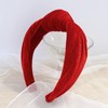 Bowbear Plush Velvet Top Knotted Wide Headbands, Red