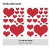 Set of 40 Heart Wall Stickers with Heart Design Red