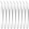9 Pieces Curved Pointed Craft Tweezers Stainless Steel Precision Tweezer