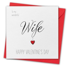Valentines Card for Wife. Textured card. Eco-friendly. 148mm Square. Valentine's Card with Red Envelope. Made in UK