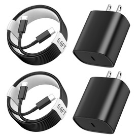 Phone 15 16 Pro Max Charger, 6.6 FT Long Cord USB C to C Fast Charging Cable with PD 20W Fast Charger Block for Phone 16/16 pro/16 plus/16 pro max/15/15 Pro max/ 15 pro/15 Plus, Pad Pro/air, Black