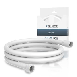 SCHÜTTE 63878 1.5 m Shower Hose with Twist Protection Shower with 150 cm Length Plastic Shower Head Hose with Universal Connection White Shower Hose
