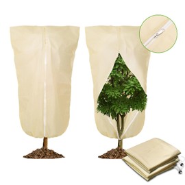 EnonGarden 2 Pack 32"x24" Winter Plant Cover Freeze Protection Frost Cloth Blankets, 3 oz/yd² Frost Covers with Zipper Drawstring, Frost Protection Tree Cover for Outdoor Plant Cold Weather Protector