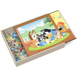 Spin Master Bluey 5 Wood Jigsaw Puzzles with Storage Box