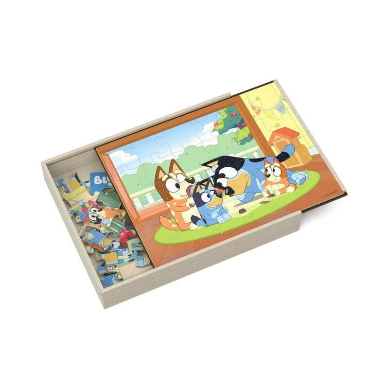 Spin Master Bluey 5 Wood Jigsaw Puzzles with Storage Box