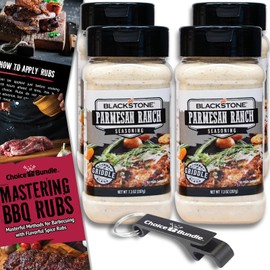 Blackstone Parmesan Ranch Seasoning Premium Barbecue Gourmet Griddle Rub 4 Pk (29.2 oz) + BBQ Masters & Opener (6 Items)!