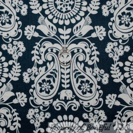 Westminster Fabrics BonEful Fabric FQ Cotton Quilt Blue Navy White Elephant Flower Paisley Damask UK