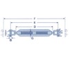 Jaw Jaw Turnbuckle Stainless Steel M16 (Open Body Wire Rope