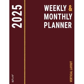 Vertical Weekly Planner 2025 8.5x11: Red | Monthly and 2 Large Pages for Each Week with To Do List for Women's Business and Daily Time Management