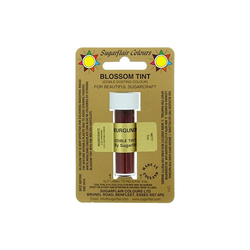 Sugarcraft Sugarflair Colour Blossom Tint Powder Dust Burgundy 7ml