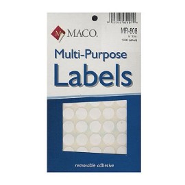 Maco Multi-Purpose Handwrite Labels round 1/2 in. 1000 [PACK OF 6 ] mr808