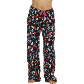 6339-10122-2X Just Love Women's Plush Pajama Pants - Petite to Plus Size Pajamas,Black - Light Up,2X Plus