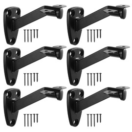 6 Pack Handrail Stair Brackets, Heavy Duty Hand Rail Bracket for Stairways Handrail, Staircase Bracket, Matte Black