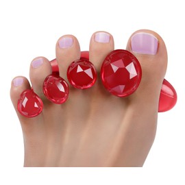 Tech Love Gel Toe Separators 1 Pair with Storage Box, Toe Spacers for Restoring Toes to Original Shape, Bunion Correctors for Women to Relax Toes, Yoga Practice, Bunion Relief, Hammer Toes, Red