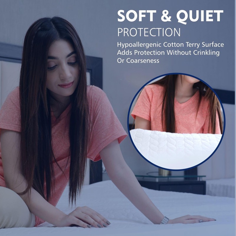 AVENAT Mattress Protector Waterproof Quilted 4 Layer 30cm Deep Pocket