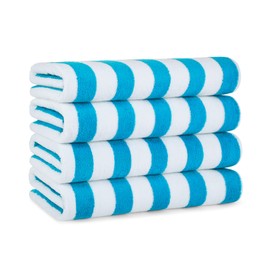 Arkwright Cali Cabana Beach Towels - (Pack of 4) 100% Ring Spun Cotton Large Soft Quick Dry Pool Towel, Perfect for Hotel, Swim, Bathroom Hot Tub, and Resort, 30 x 60 in, Blue