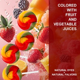 32 Pack Rainbow Candy Lollipops Without Dyes and Artificial Colors, Individually Wrapped Lollipops Sucker Bulk, Swirl Lollipop Candies, Candy Buffet, Gluten Free, Easter Snacks