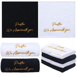 4 Pack 13.8 Inch Christmas Pastor Gift Pastor Towels for Men Christian Embroidered Cross Cotton Hand Towels Appreciation Gifts with Clergy Dove for Christian Church Clergy(Black White,Appreciate)