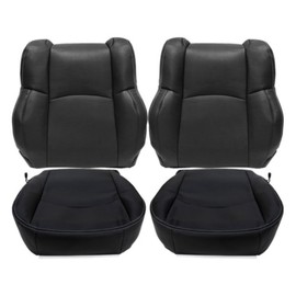 GXARTS Driver & Passenger Side Bottom & Top Lean Back Perforated Replacement Leather Seat Cover Black Compatible with Dodge Ram 1500 2500 2013 2014 2015 2016 2017 2018