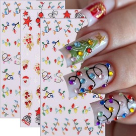 3Pcs Christmas Nail Stickers for Nail Art 5D Self-Adhesive Christmas Light Nail Art Stickers Snowflake Santa Claus Nail Decals Cute Elk Embossed Nail Design Supplies for Women DIY Winter Nail Decor