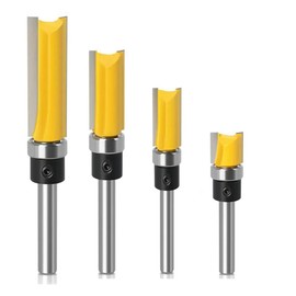 4PCS 1/4 Inch Shank Pattern Flush Trim Router Bit Set, 1/2 inch Cutting Diameter, Cut Router Bit with a Bearing Prevent Tear-Out, Template Guide Woodworking Milling Cutter Tool