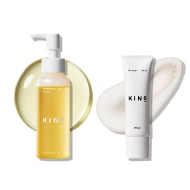 KINS Kins Cleansing Oil, 3.4 fl oz (100 ml) + Milky Lotion, Cream, 1.1 oz (30 g), No Double Cleansing Needed, Pores, Moisturizing, Care
