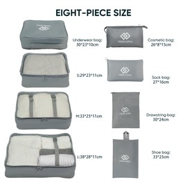 Travel Packing Cubes, Luggage Organisers for Suitcase (Grey)