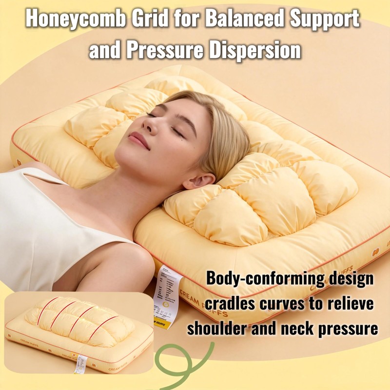 Cream Puffs Pillow for Sleeping (Puff Gold)