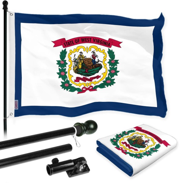 UD_G128 Combo Pack: 6 Ft Tangle Free Spinning Flagpole (Black)