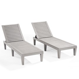 Nestl Patio Chairs - Waterproof Outdoor Chaise Lounge Chair, Set of 2 Adjustable Lawn Chairs, Lightweight Grey Chaise Lounge Outdoor
