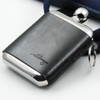 iSavage 6oz Rectangle Hip Flask with a Detachable Leather Pouch-YM605