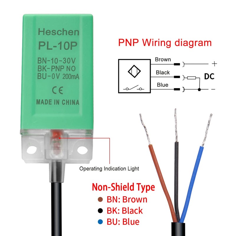 Heschen Inductive Proximity Switch PL-10P, 10-30V 200mA, PNP NO, Sensor