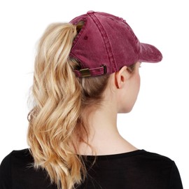 Lvaiz Hats 2 Pack Ponytail Baseball Caps for Women Cotton Distressed Washed Dad Hat Adjustable High Bun Sport Golf Hat