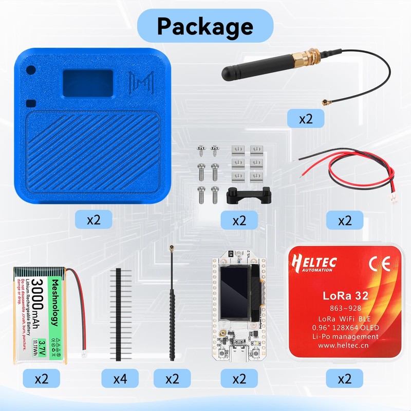 Meshnology 2 Set ESP32 LoRa V3 Development Board with 915MHz