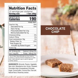 Prolon Fasting Bars | 5g Protein, 7g Fiber | Keto-Friendly, Gluten-Free, Dairy-Free, Plant-Based | Nutrition for Intermittent Fasting | Formulated to Not Break Your Fast | Chocolate Chip (12 Count)