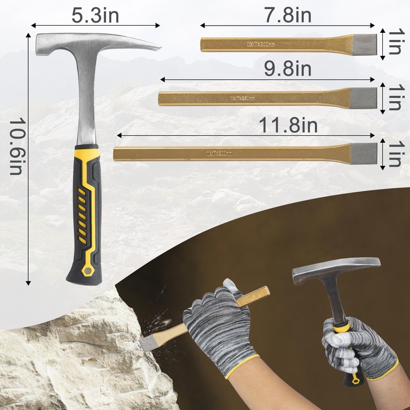 LASUK 40PCS Geology Rock Pick Hammer Kit, Gold Mining &