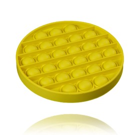 Silicone Push Pop Bubble Fidget Sensory Toy - Stress & Anxiety Push Pop Fidget Toy for Kids & Adults - Top Autism Special Needs Stress Reliever (Round, Yellow)