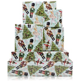Vnaaem Nutcracker Christmas Wrapping Paper for Men Women Kids - Green Christmas Tree Candy Cane and Ballet Girl Design - Xmas Gift Wrap for Birthday Holiday Party Winter Baby Shower Wedding, 19.6 X27.9Inch(6 Sheets)