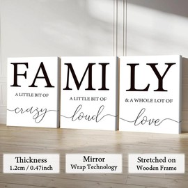 Family Letter Pattern Wall Decor Canvas Painting, 3 Counts Waterproof Home Decor Wall Art Painting, Wall Art Decor for Home Living Room Bedroom Office - Specification: 12*16inch(Framed)-B*3 Counts, Color: Multicolor