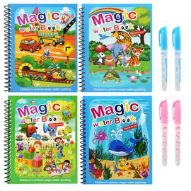 Ballery Water Magic Colouring Book, 5Pcs Reusable Water Colouring Books for Children, Magic Water Colouring Book with Water Pens, Magic Painting Book for Kids 3 4 5 6 Year Old Boys Girls