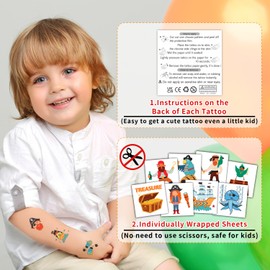 Partywind Pirate Party Supplies for Kids, Individually Wrapped Sheets Temporary Tattoos for Pirate Birthday Party Favors Decorations, Pirate Games Goodie Bag Stuffers Toys (50 Styles)