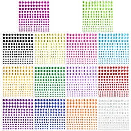 Meafeng Gem Stickers, 14 Colors, Self Adhesive, Bling Rhinestone Jewels, Stick on Gems for Face Makeup, Body, Nails, Festivals, Crafts, Weddings Embellishments (14 Sheets, 2310 PCS)